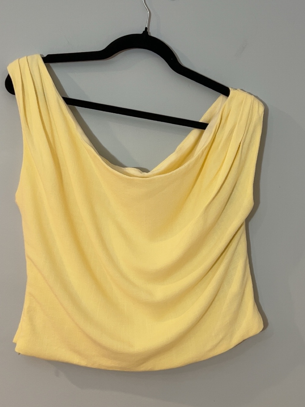 Peppermayo Size 12 Butter Yellow One Shoulder Linen/Cotton Blend Top - Picture 8 of 9